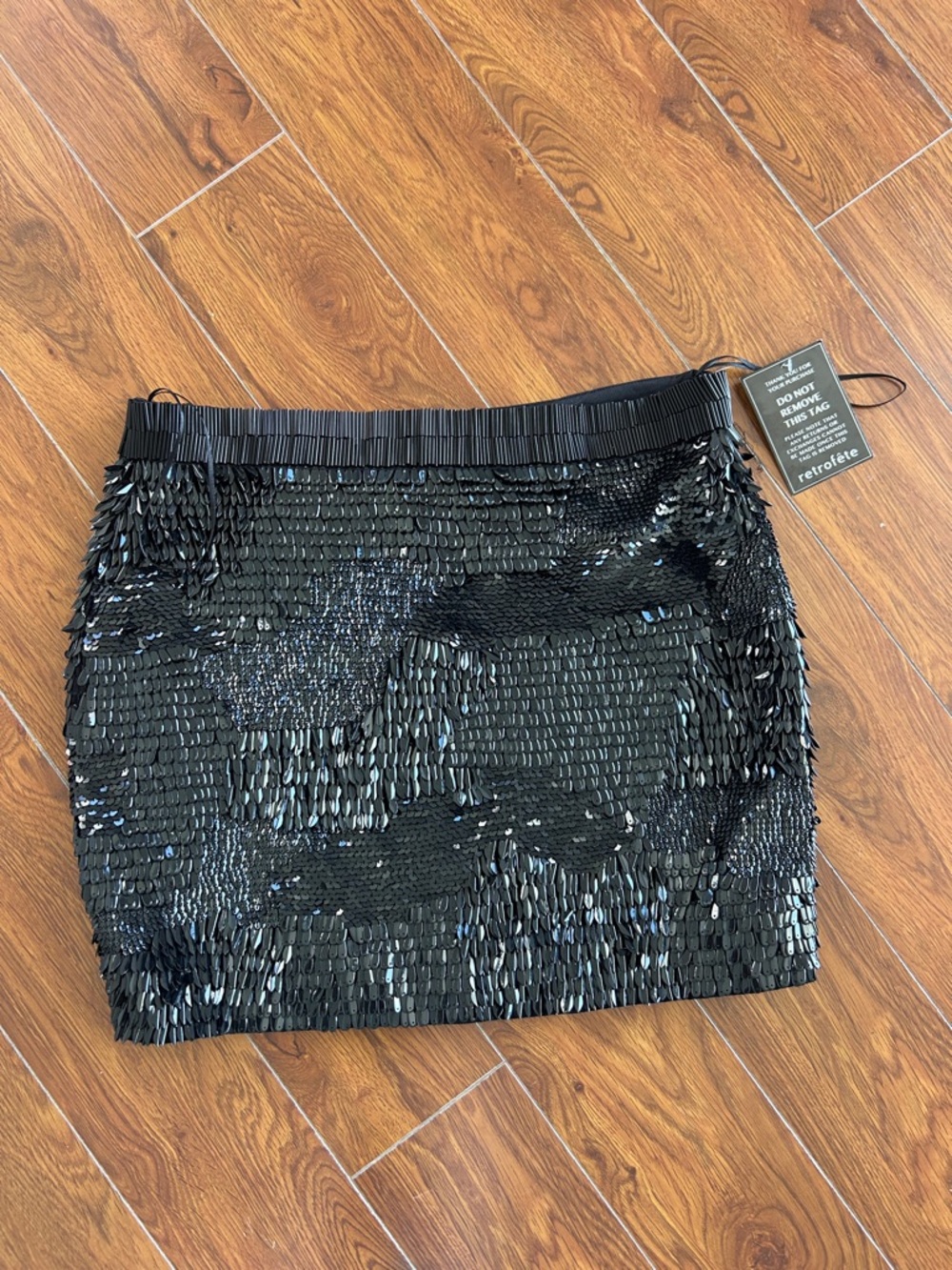 Retrofete Black Sequin Mini Skirt